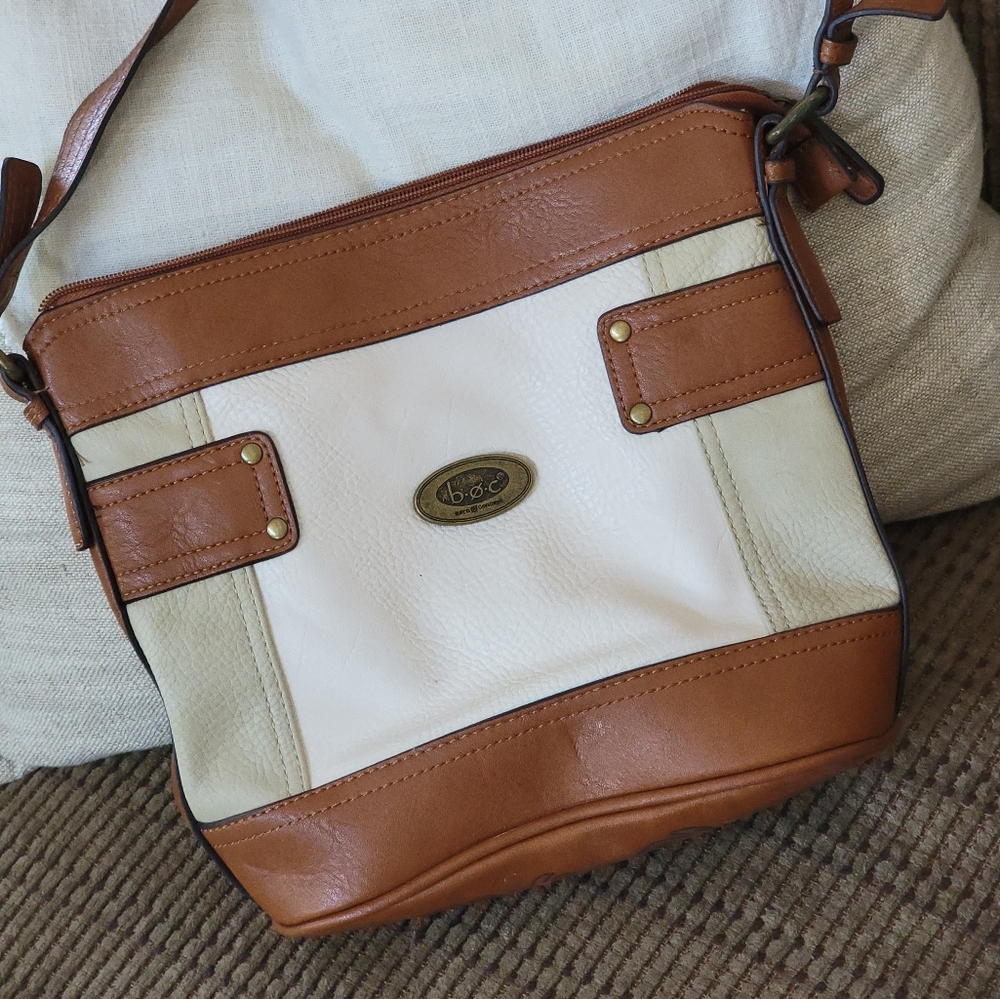 b.o.c. Tan and Brown Leather Crossbody Bag